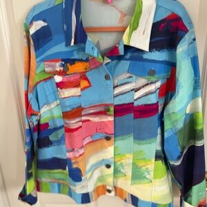 Vibrant Multicolor Women's Jean Jacket Size 1X